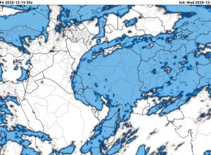 نقشه پیش‌یابی پوشش ابر ساعت 6:30 ، جمعه 28 آذر 1404